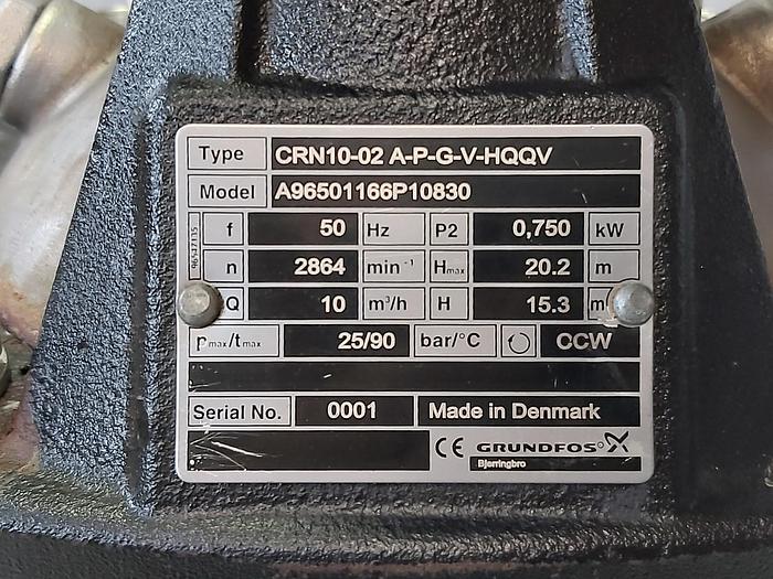 Gebraucht Kreiselpumpe, CRN10-02 A-P-G-V-HQQV, 20,2m, 10m3/h, Grundfos,  gebraucht - überholt