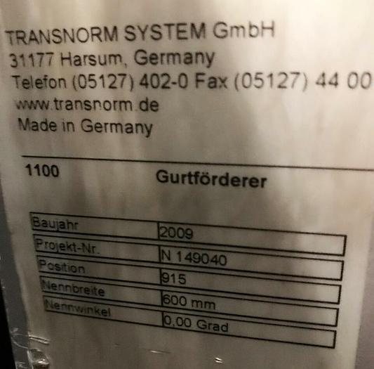 Gebraucht TRANSNORM Gurtförderer, Steigförderer, Förderband 2,1m 1100