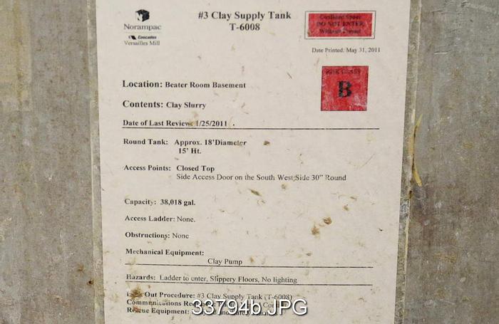 Used Stainless Steel Clay Slurry Tank, 18x15, 38000 Gallons #33794