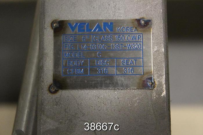 Unused Velan 6" Hand Operated Knife Gate Valve, Unused #38667