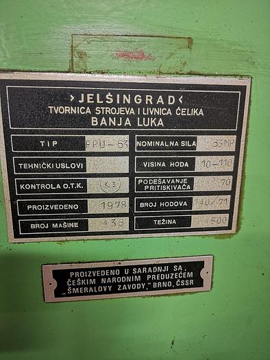 Used EXCENTRIC PRESS 63 TON JELŠINGRAD