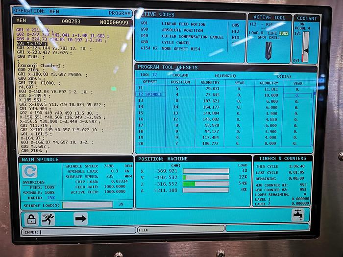 Used VERTICAL MACHINING CENTER HAAS VF2 TR - WITH COOLING TROUGH SPINDLE