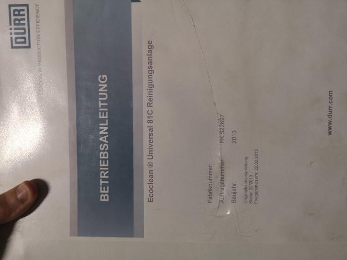 Used METAL WASHING DURR ECOCLEAN UNIVERSAL 81C