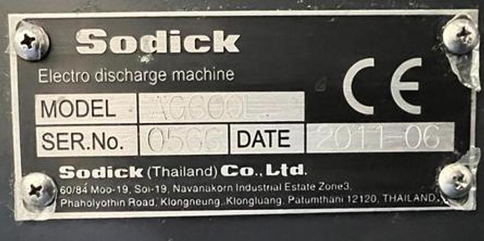 Used SODICK PREMIUM AG600L 