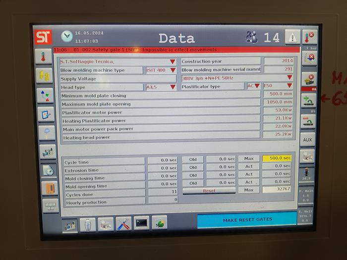 Used BLOW MOLDING S.T. SOFFIAGGIO TECNICA II SIT 400