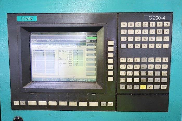 Used CNC LATHE INDEX ABC 42 WITH BAR FEEDER AND TOOLS