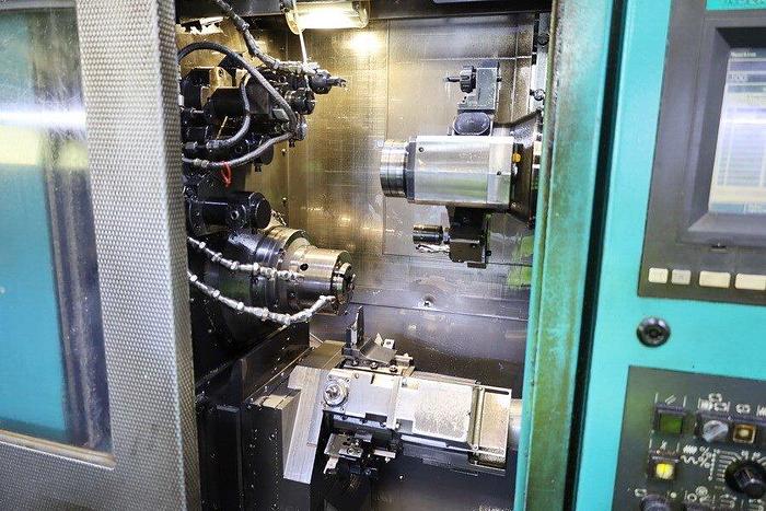 Used CNC LATHE INDEX ABC 42 WITH BAR FEEDER AND TOOLS