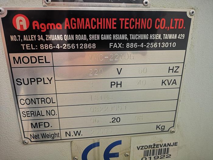 Used AGMA CNC VMC 2210 - G  + 4TH AXIS