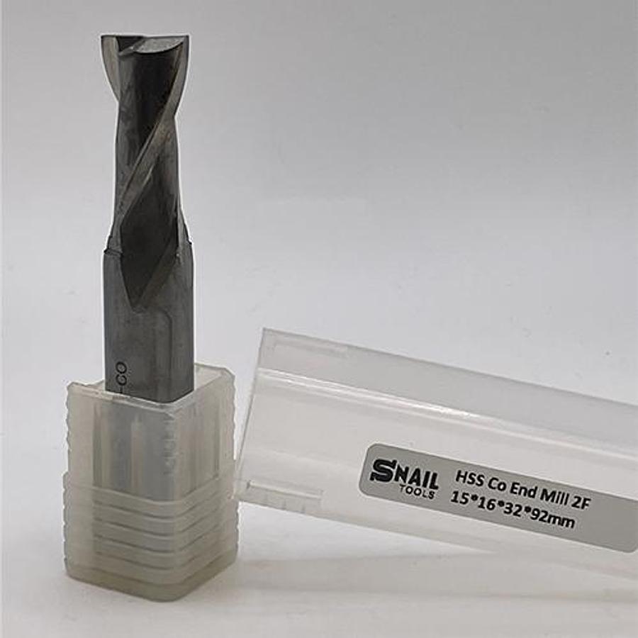 Snail Tools HSS Co Two Flute End Mill (15 x 16 x 32 x 92MM)
