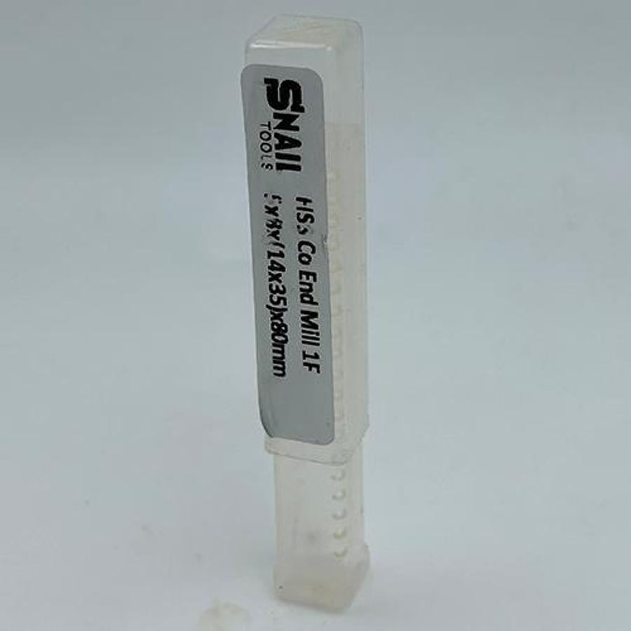 Snail Tools HSS Co Single Flute End Mill (5 x 8 x (14 x 35) x 80MM)