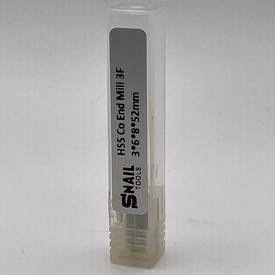 Snail Tools HSS Co Three Flute End Mill (3 x 6 x 8 x 52MM)