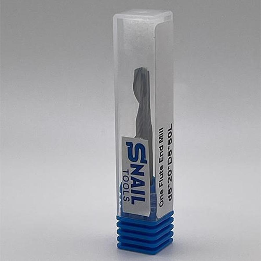 Snail Tools Solid Carbide Single Flute End Mill (5mm Dia, 20mm Cut Length)