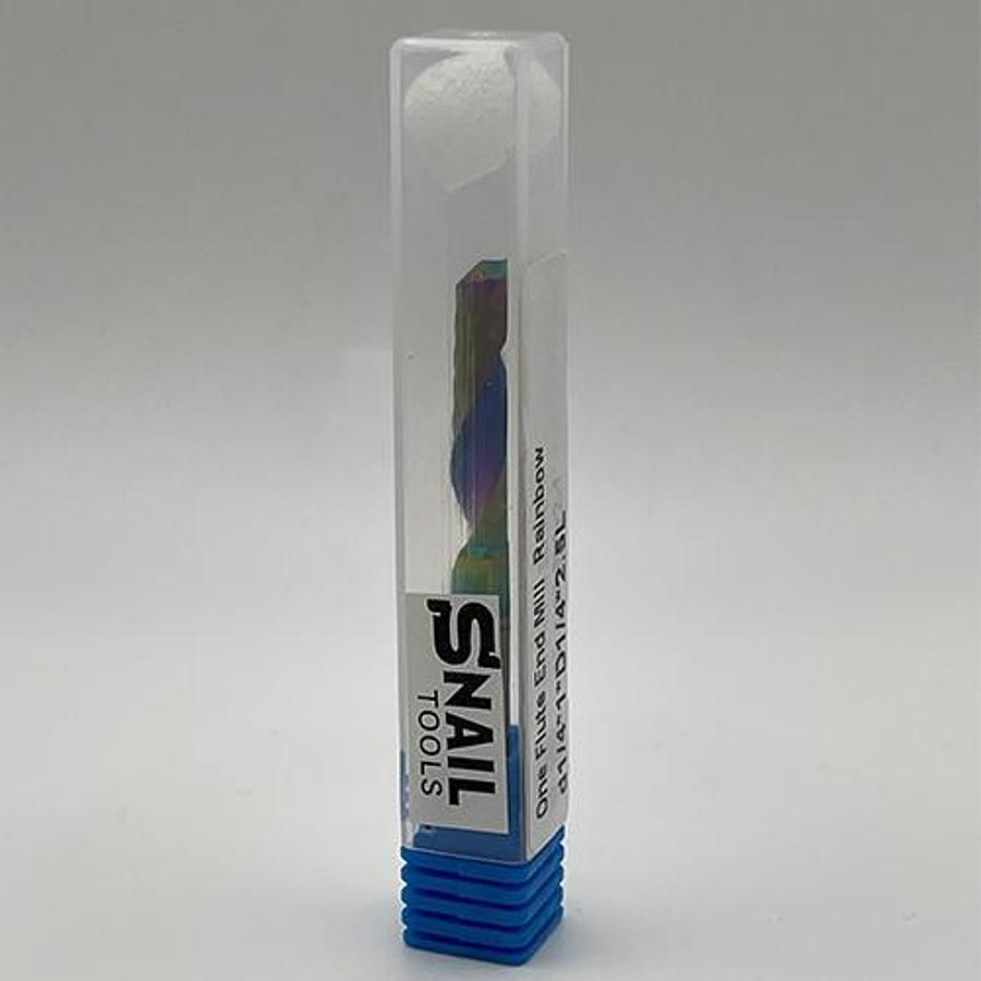 Snail Tools Solid Carbide Single Flute End Mill – Rainbow Coated (1/4″ Dia, 2.5″ L)