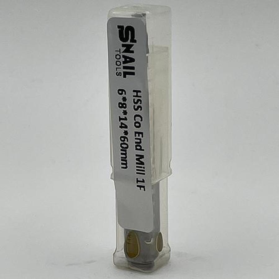 Snail Tools HSS Co Single Flute End Mill (6 x 8 x 14 x 60MM)