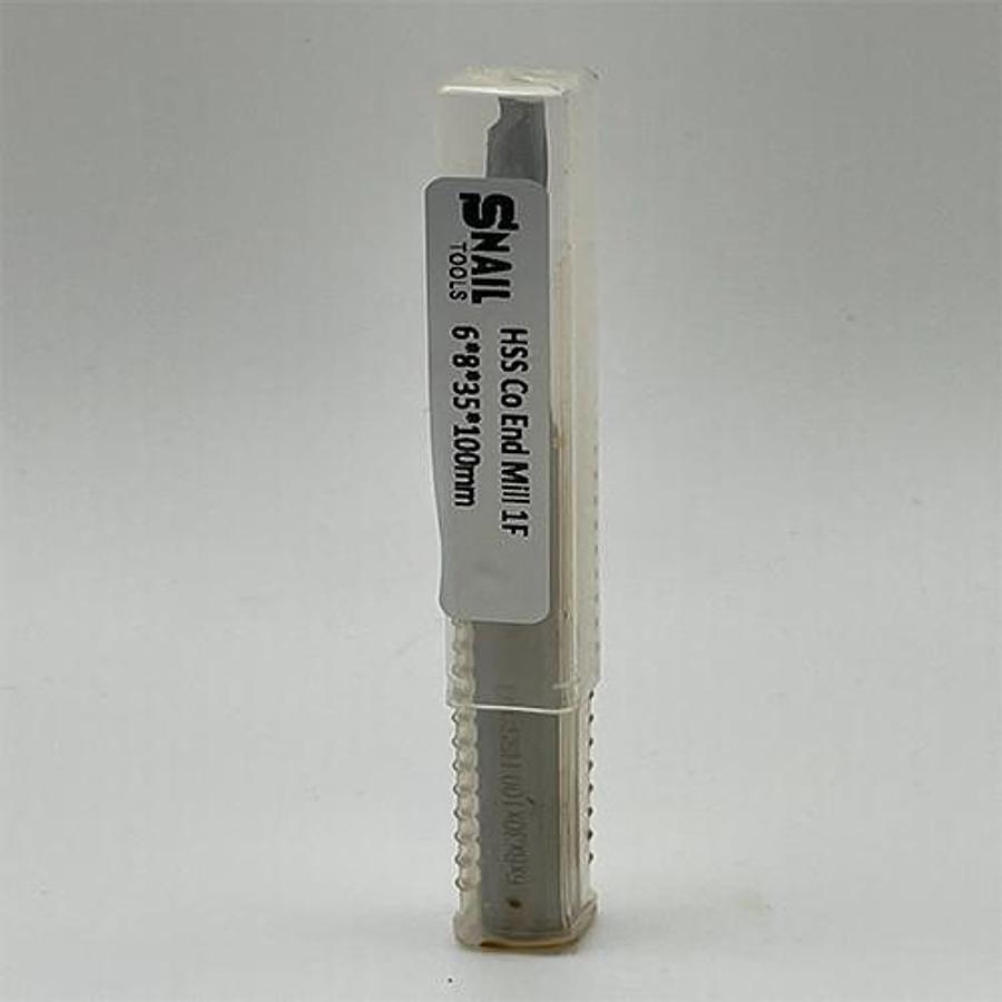 Snail Tools HSS Co Single Flute End Mill (6 x 8 x 35 x 100MM)