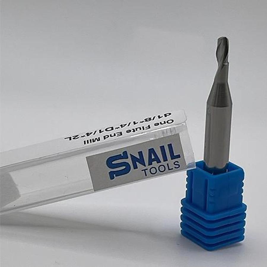 Snail Tools Solid Carbide Single Flute End Mill (1/8″ Cut, 1/4″ Shank)