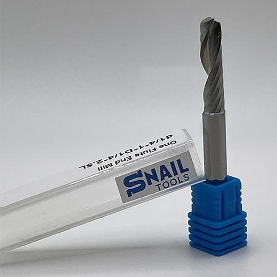 Snail Tools Solid Carbide Single Flute End Mill (1/4″ Dia, 1″ Cut)