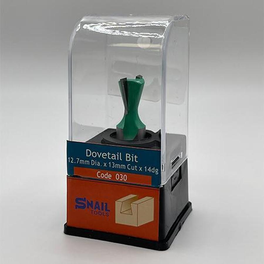 Snail Tools Dovetail Router Bit (12.7mm Dia x 13mm Cut, 14° Angle)