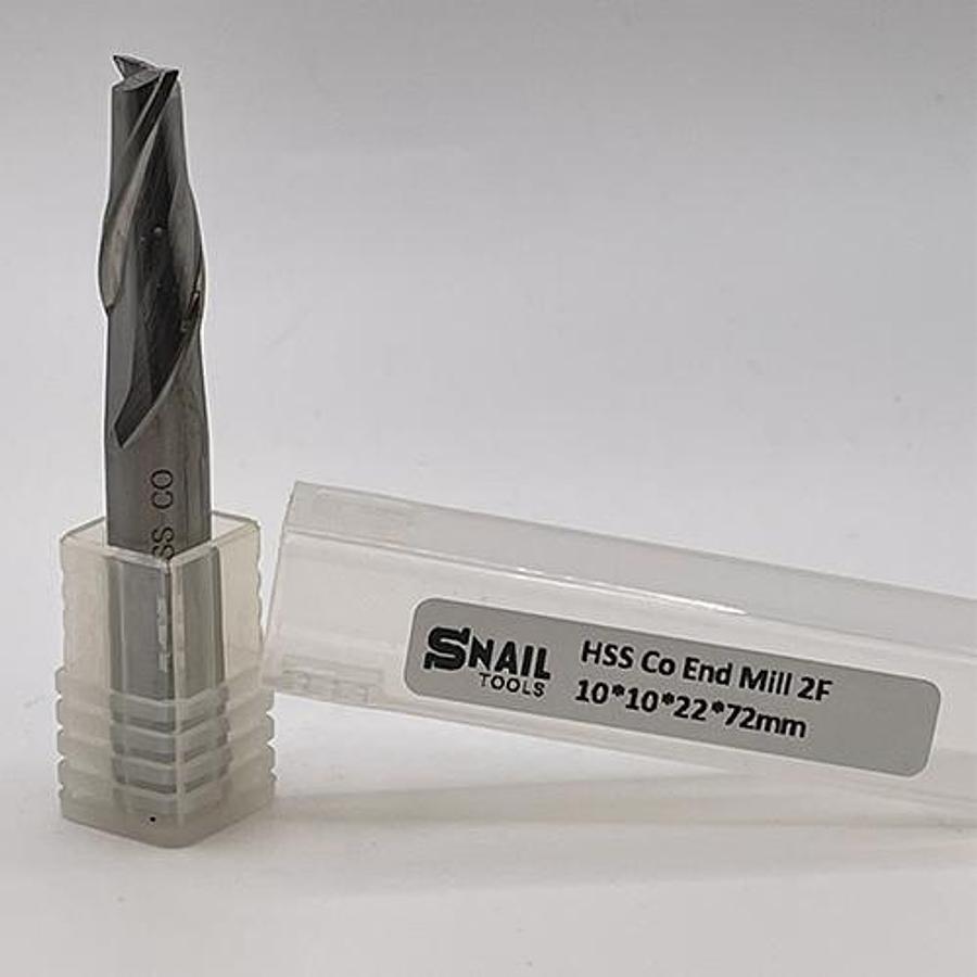 Snail Tools HSS Co Two Flute End Mill (10 x 10 x 22 x 72MM)