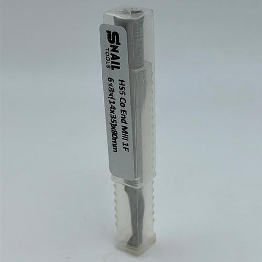 Snail Tools HSS Co Single Flute End Mill (6 x 8 x (14 x 35) x 80MM)