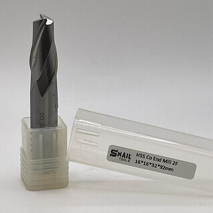 Snail Tools HSS Co Two Flute End Mill (16 x 16 x 32 x 92MM)