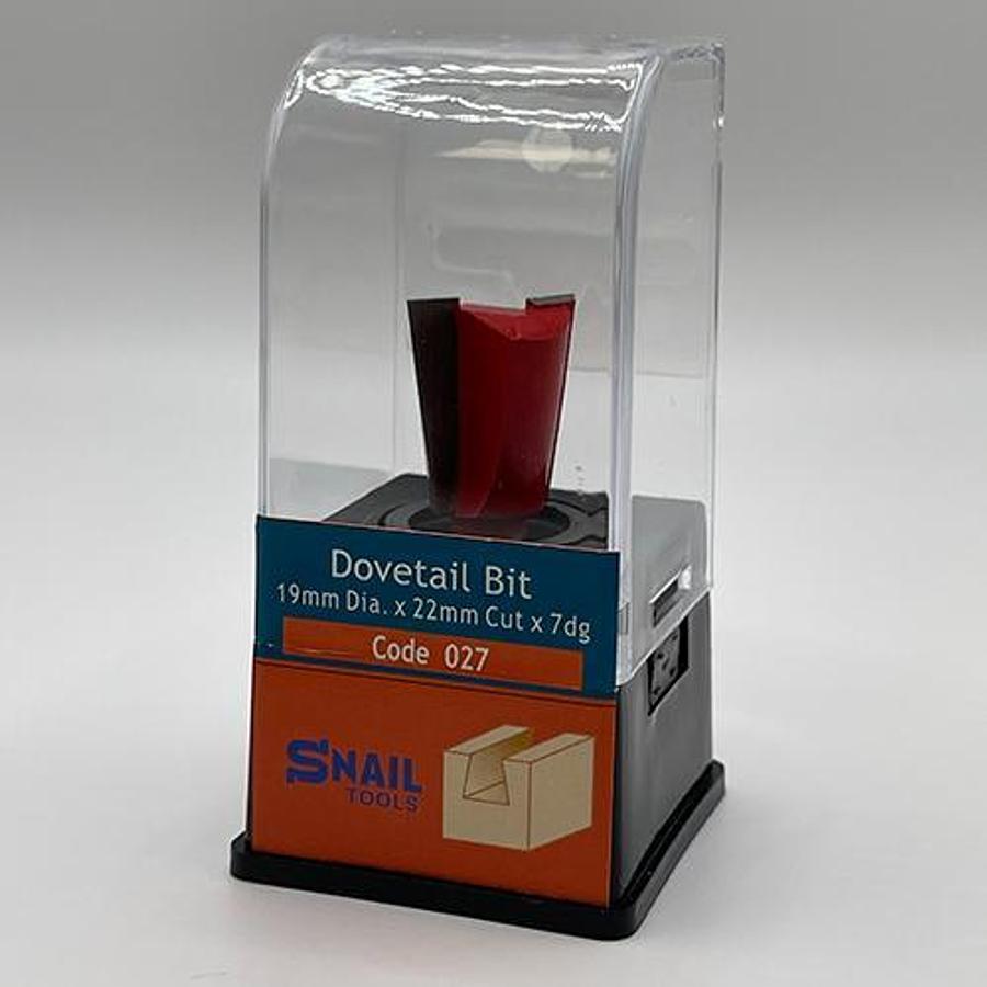 Snail Tools Dovetail Router Bit (19mm Dia x 22mm Cut, 7° Angle)