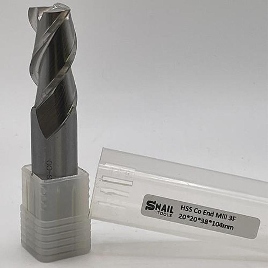 Snail Tools HSS Co Three Flute End Mill (20 x 20 x 32 x 104MM)