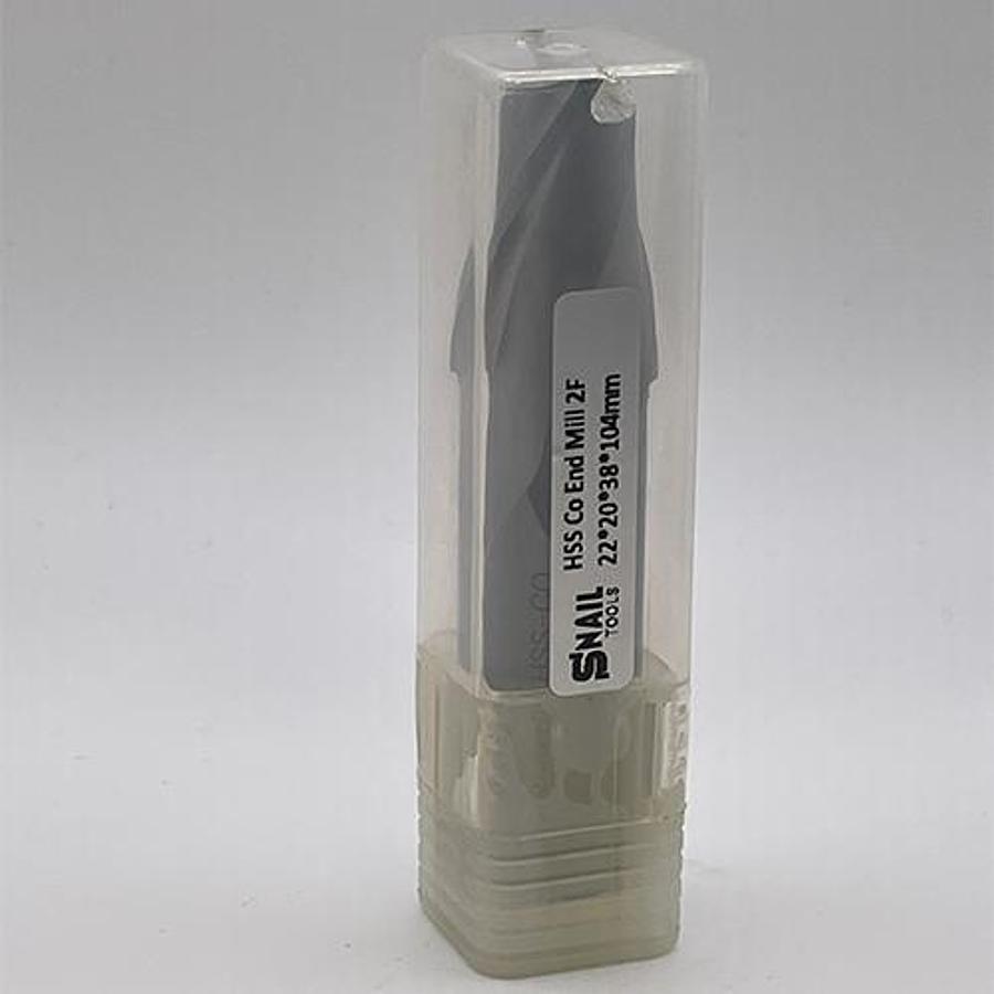 Snail Tools HSS Co Two Flute End Mill (22 x 20 x 38 x 104MM)