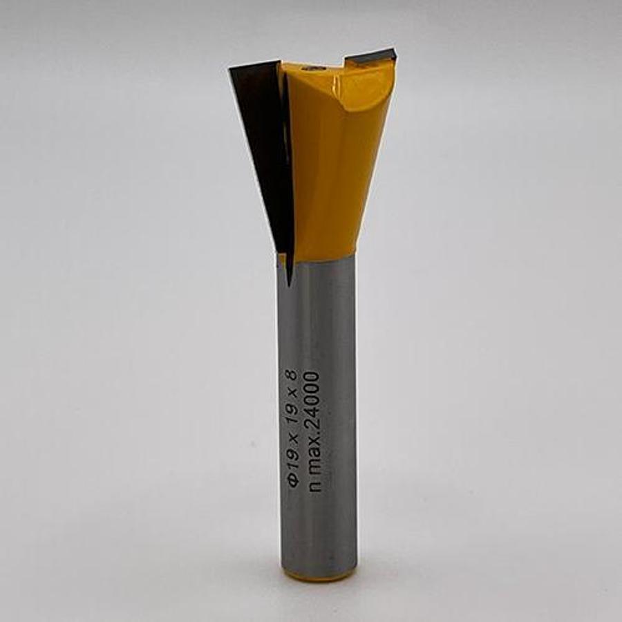 Snail Tools Dovetail Router Bit (19mm Dia x 19mm Cut, 14° Angle) – (Yellow)