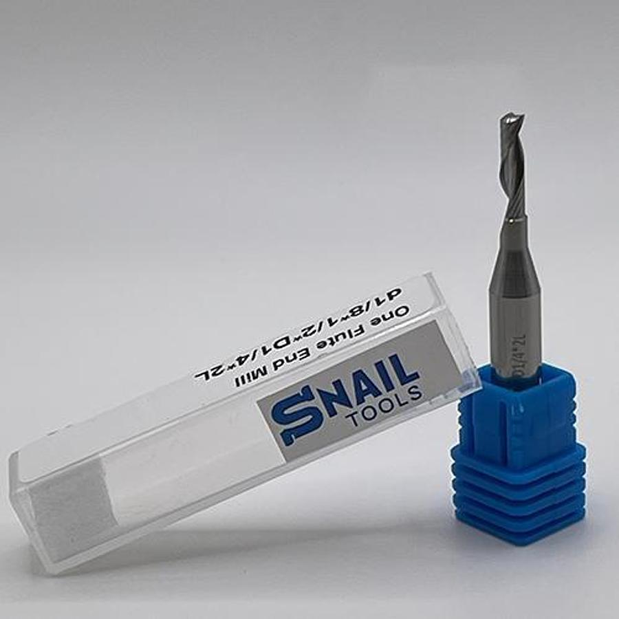 Snail Tools Solid Carbide Single Flute End Mill (1/8″ Cut, 1/4″ Shank)