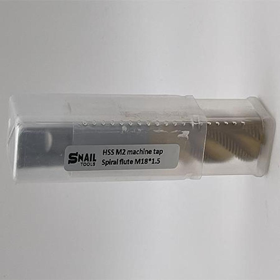 Snail Tools HSS M2 Spiral Flute Machine Tap (M18 x 1.5 Fine Pitch)