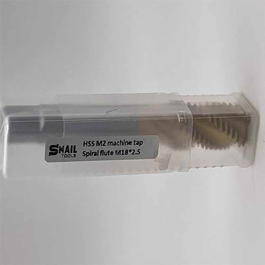 Snail Tools HSS M2 Spiral Flute Machine Tap (M18 x 2.5 Coarse Pitch)