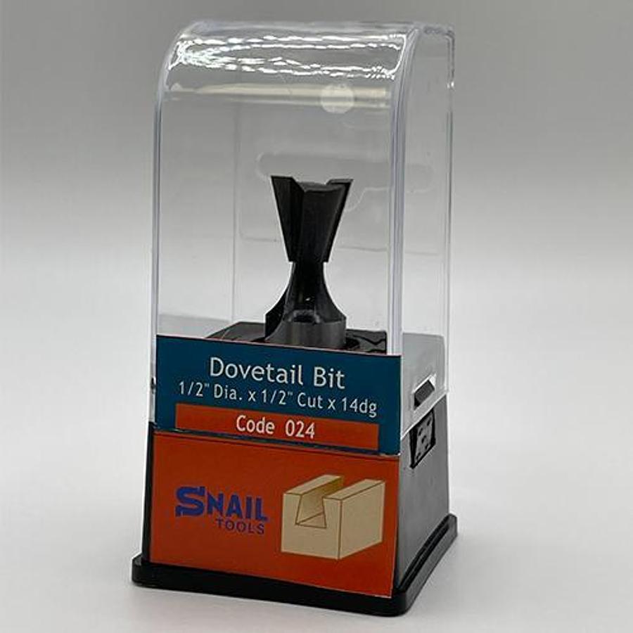Snail Tools Dovetail Router Bit (1/2″ Dia x 1/2″ Cut, 14° Angle)