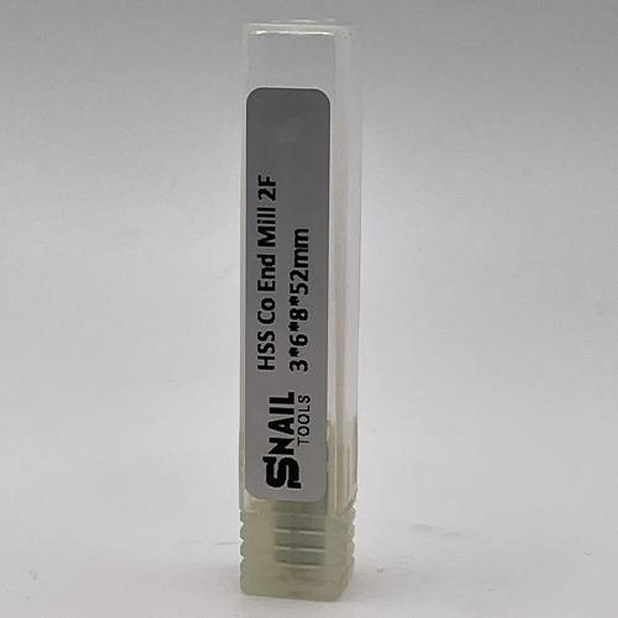 Snail Tools HSS Co Two Flute End Mill (3 x 6 x 8 x 52MM)