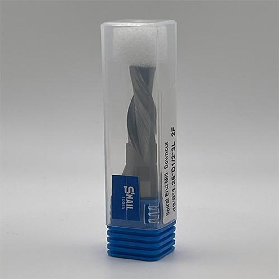 Snail Tools Solid Carbide 2 Flute Downcut Spiral End Mill (3/8″ Cut, 1/2″ Shank)