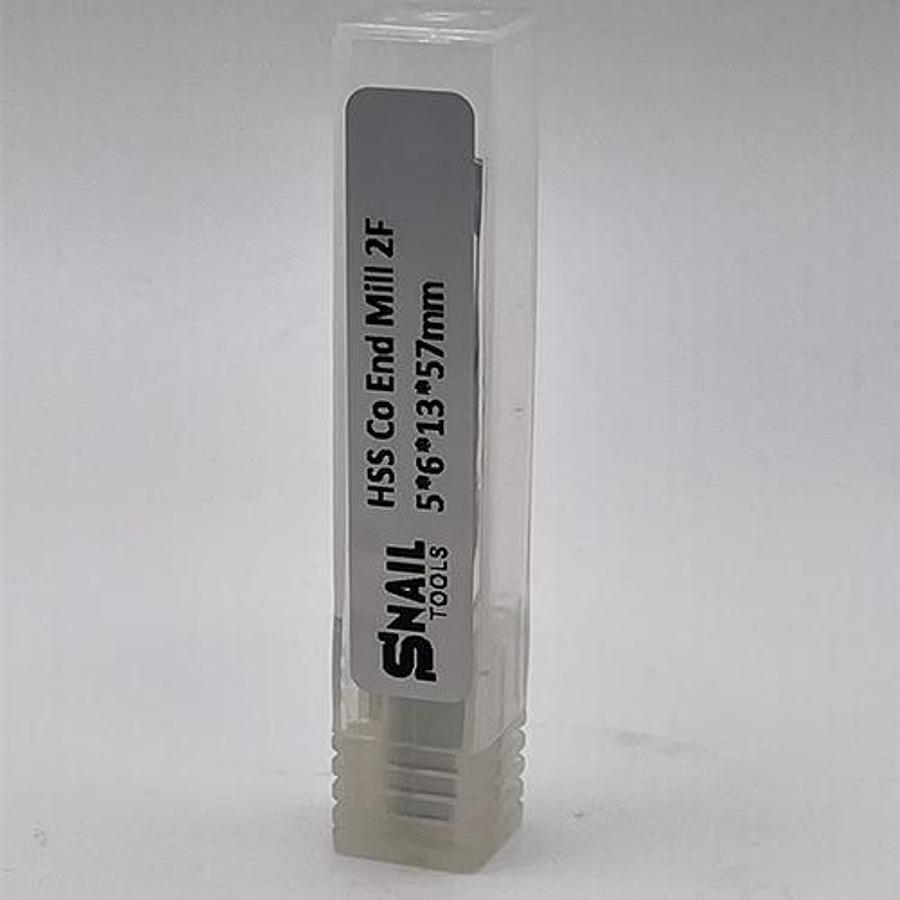 Snail Tools HSS Co Two Flute End Mill (5 x 6 x 13 x 57MM)