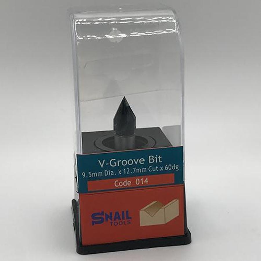 Snail Tools V-Groove Router Bit (9.5mm Dia x 12.7mm Cut)