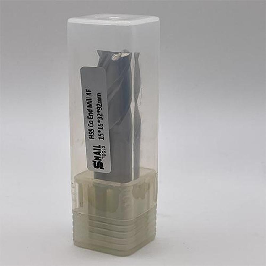Snail Tools HSS Co Four Flute End Mill (15 x 16 x 32 x 92MM)