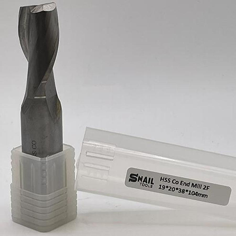 Snail Tools HSS Co Two Flute End Mill (19 x 20 x 38 x 104MM)