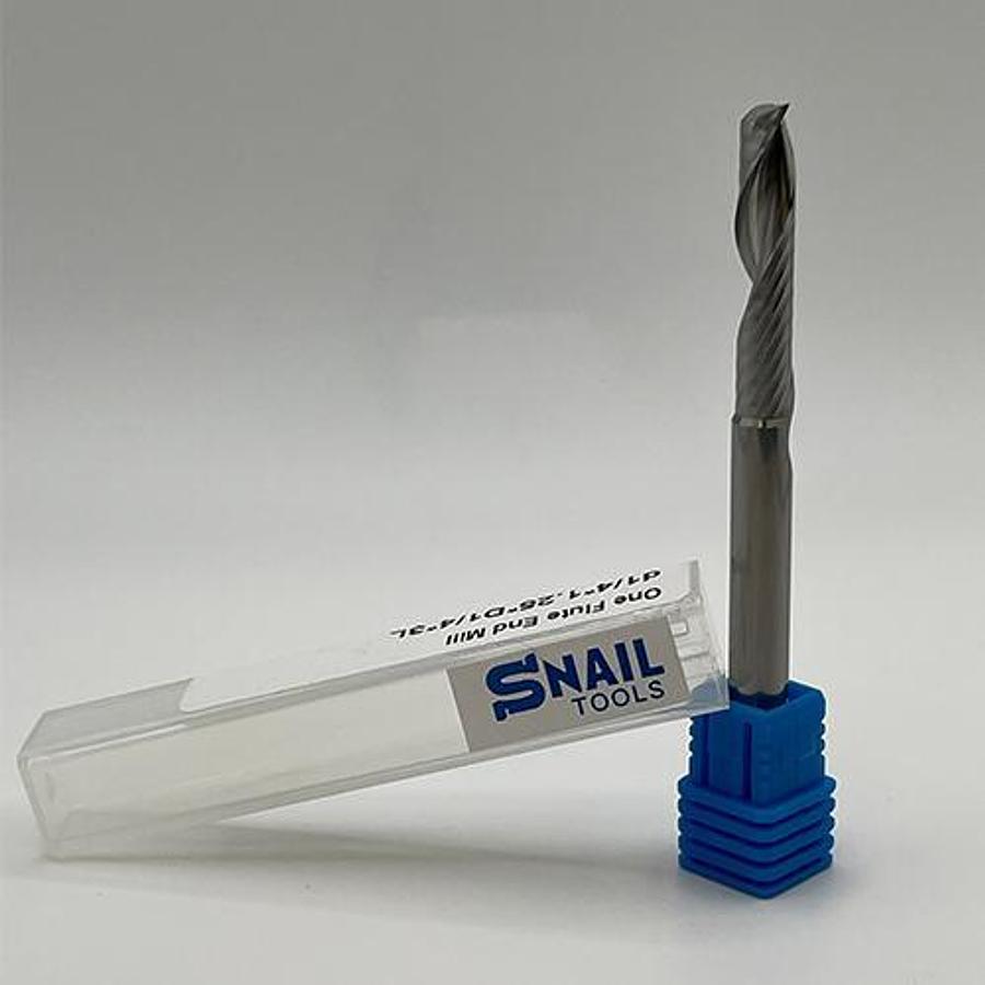 Snail Tools Solid Carbide Single Flute End Mill (1/4″ Dia, 1.25″ Cut)