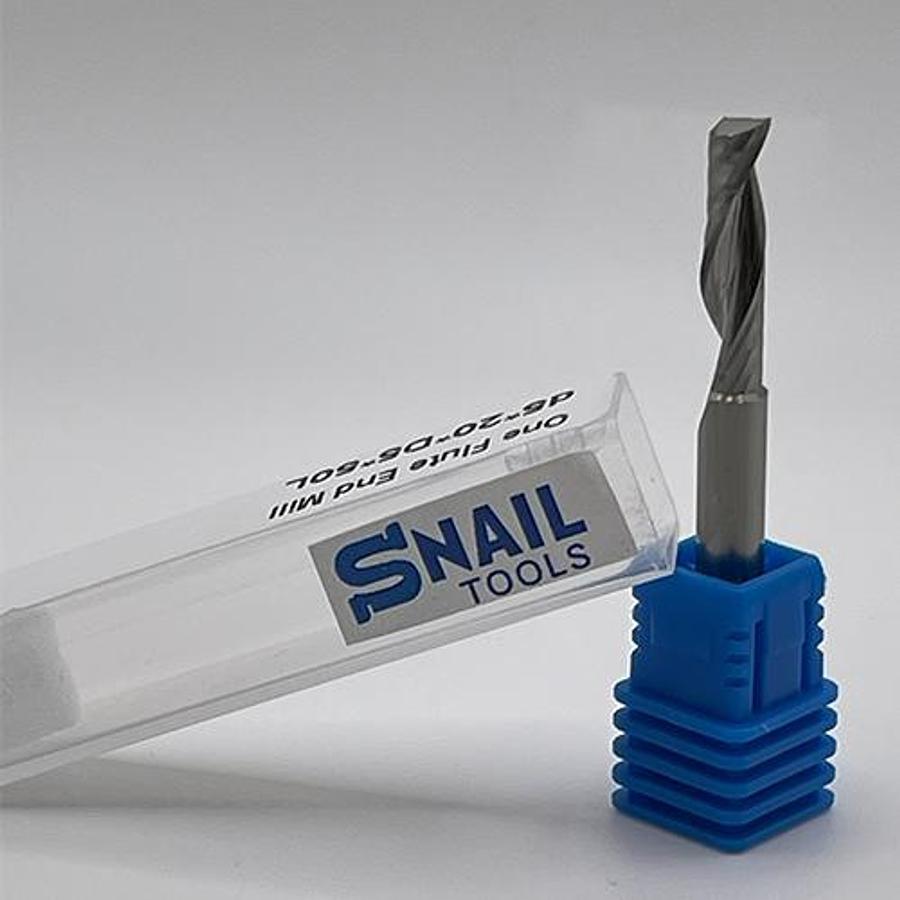 Snail Tools Solid Carbide Single Flute End Mill (5mm Dia, 20mm Cut Length)