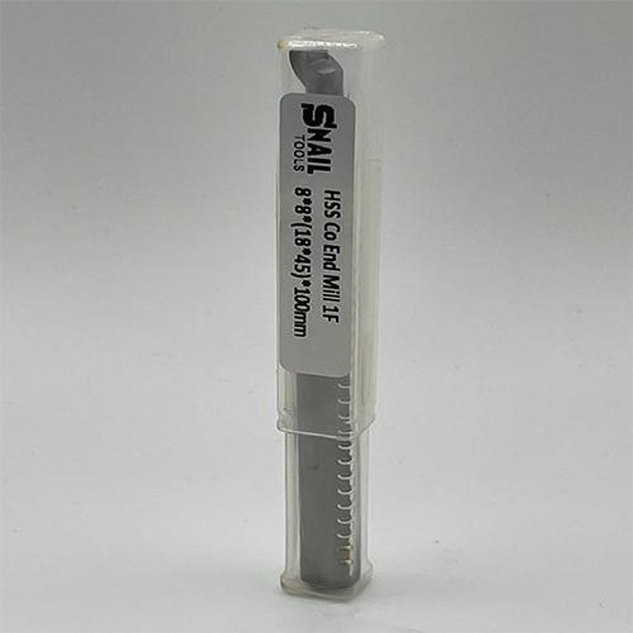 Snail Tools HSS Co Single Flute End Mill (8 x 8 x (18 x 45) x 100MM)