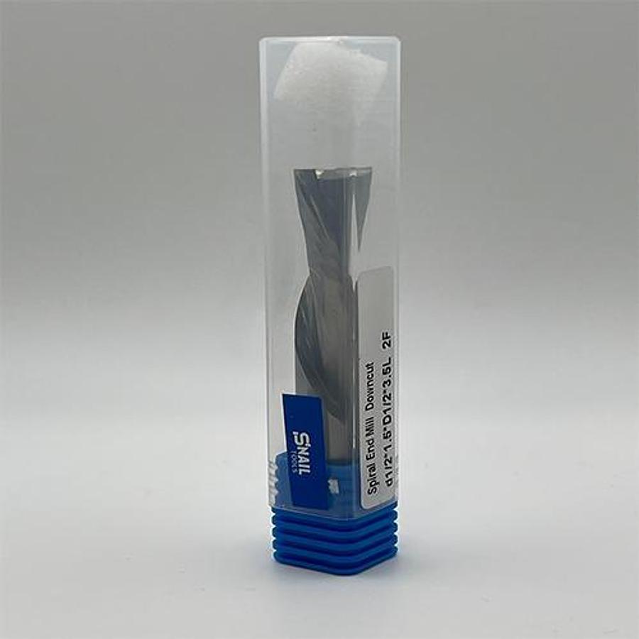 Snail Tools Solid Carbide 2 Flute Downcut Spiral End Mill (1/2″ Dia, 1.5″ Cut L)