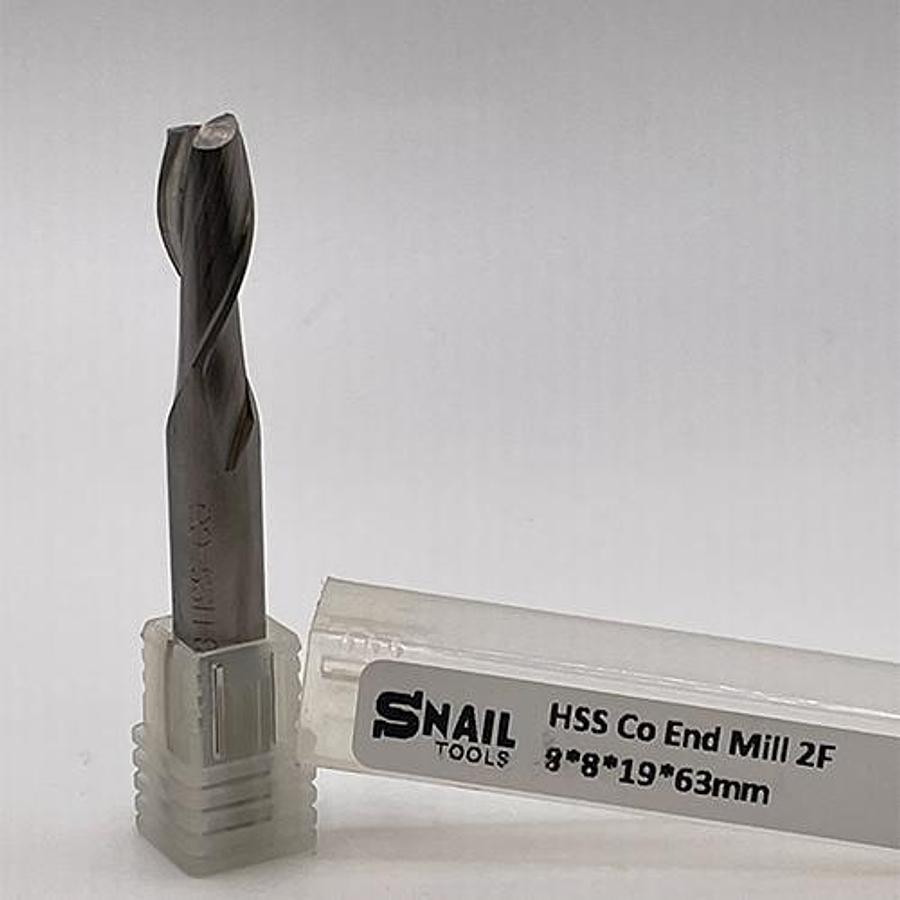 Snail Tools HSS Co Two Flute End Mill (8 x 8 x 19 x 63MM)