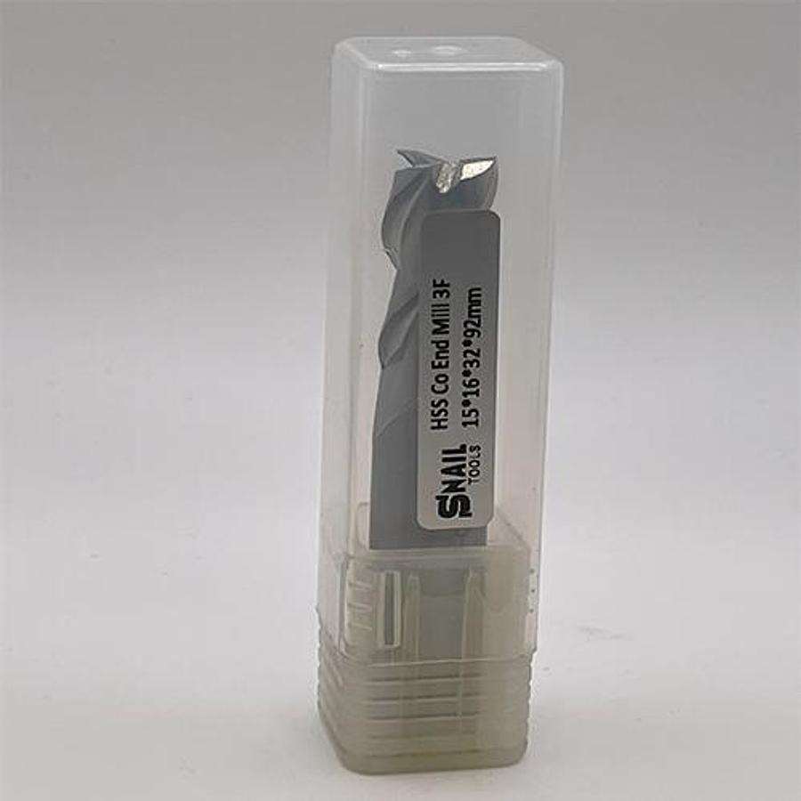 Snail Tools HSS Co Three Flute End Mill (15 x 16 x 32 x 92MM)