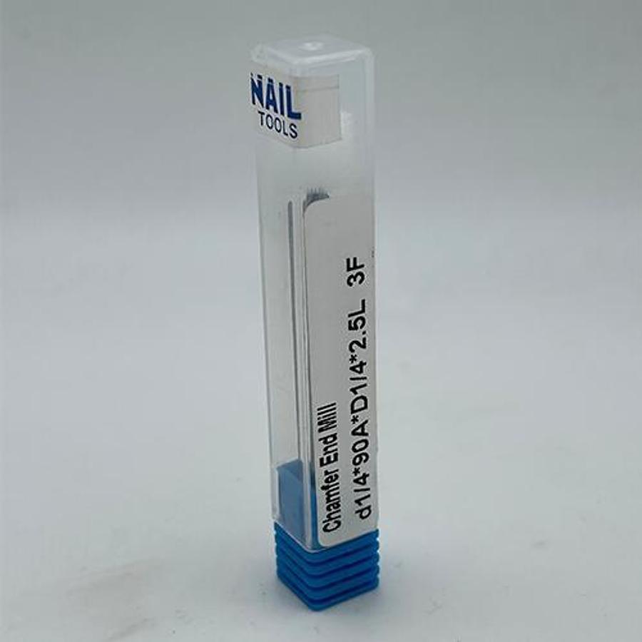 Snail Tools HSS Co Three Flute Chamfer End Mill (1/4″ Dia, 90° Angle)