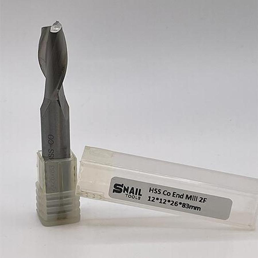 Snail Tools HSS Co Two Flute End Mill (12 x 12 x 26 x 83MM)