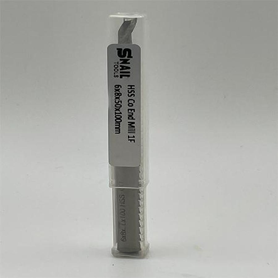 Snail Tools HSS Co Single Flute End Mill (6 x 8 x 50 x 100MM)