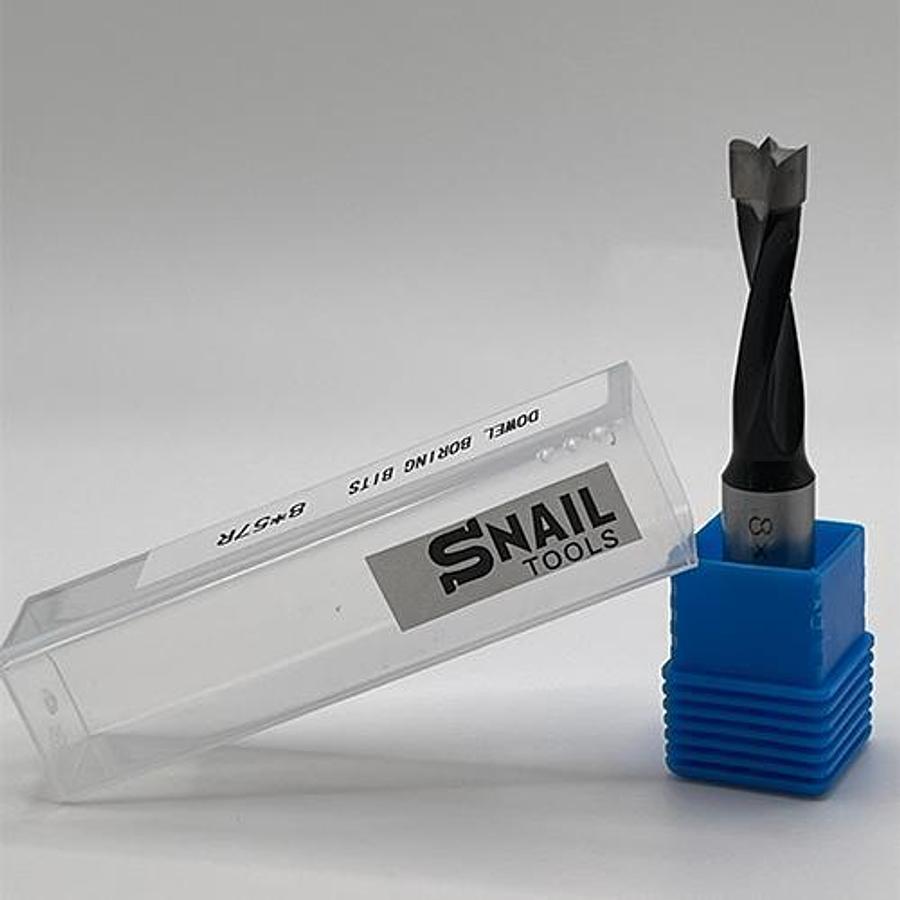 CARBIDE-TIPPED DOWEL BORING BIT β R/H β 8MM DIAMETER x 57MM LONG β 10MM SHANK
