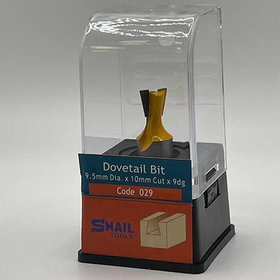 Snail Tools Dovetail Router Bit (9.5mm Dia x 10mm Cut, 9° Angle)